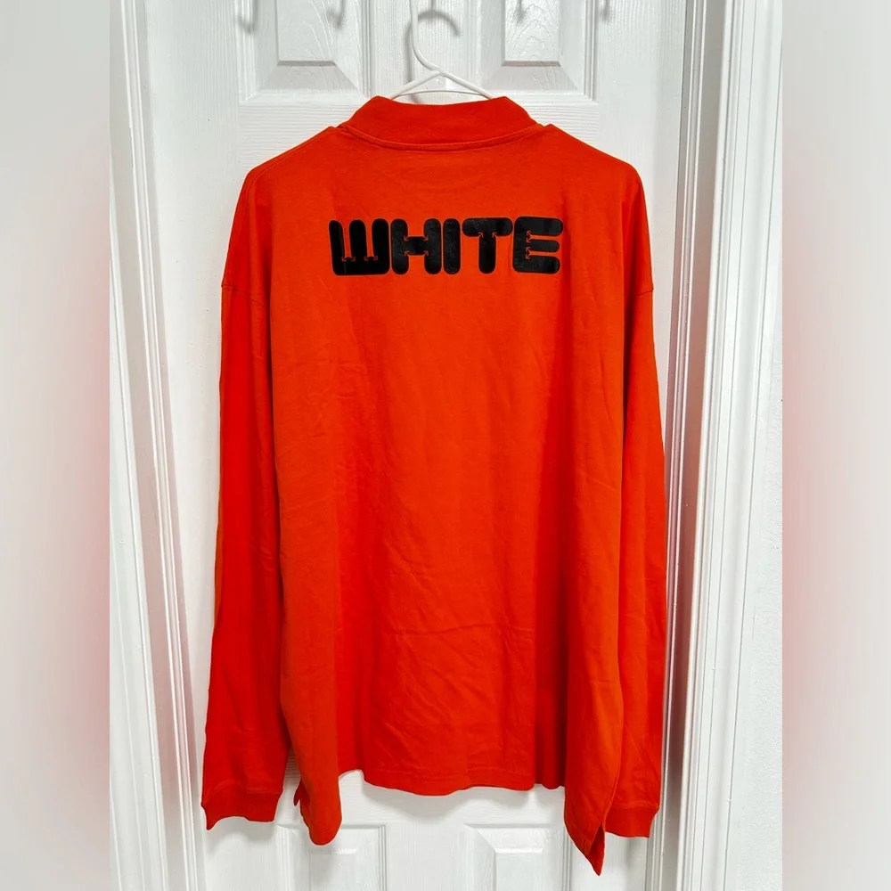 OFF-WHITE Logo Print Long-Leeve T-Shirt in Orange - Picture 7 of 8